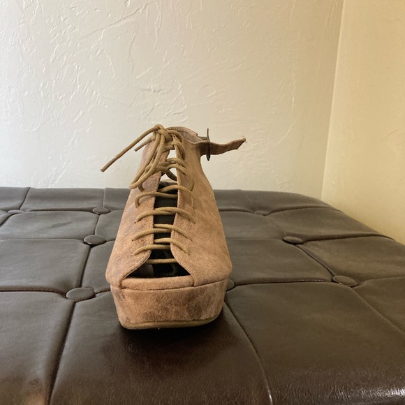 Corky’s Faux Suede 1 1/4” Lace up Wedge Sandal w/ 3” covered wedge heel - Picture 4 of 5